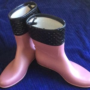 Pink rain boots